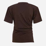 Lilia - Draped T-Shirt With Shoulder Pads in Brown