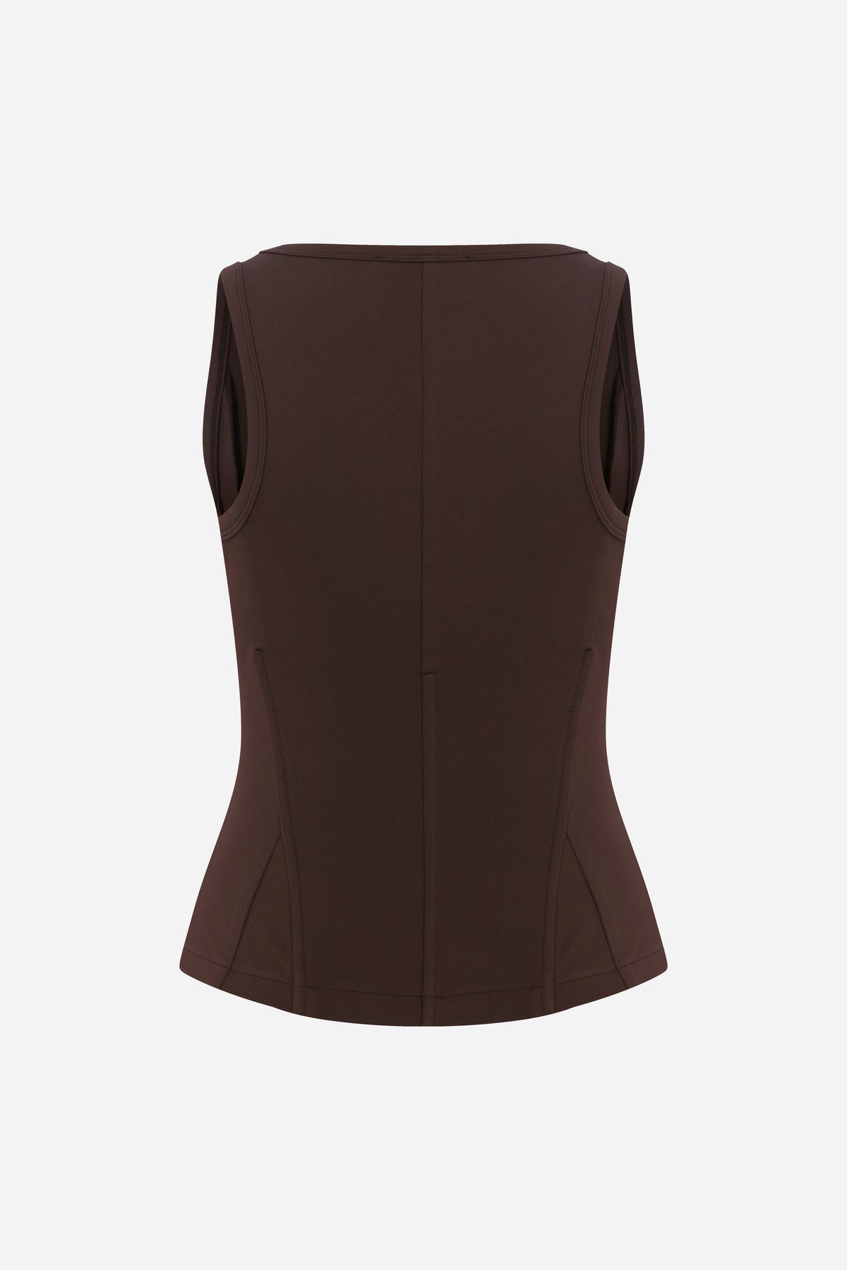 Lilou-U Neck Corset Detailed Tank Top in Brown