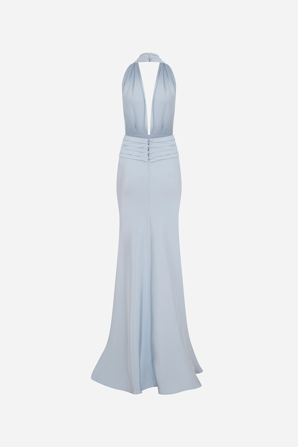 Tina-V-Neck Satin Dress With Tuxedo Belt Detail in Blue – ILA Official