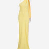 Brice - One Shoulder Satin Maxi Dress in Yellow