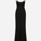 Violet - Sequin Details Slip Dress in Black