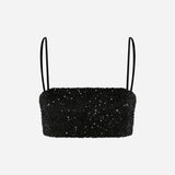 Tori - Sequin Crop Top in Black