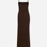 Claire-Strapless Linen Midi Dress With Accessory Detail