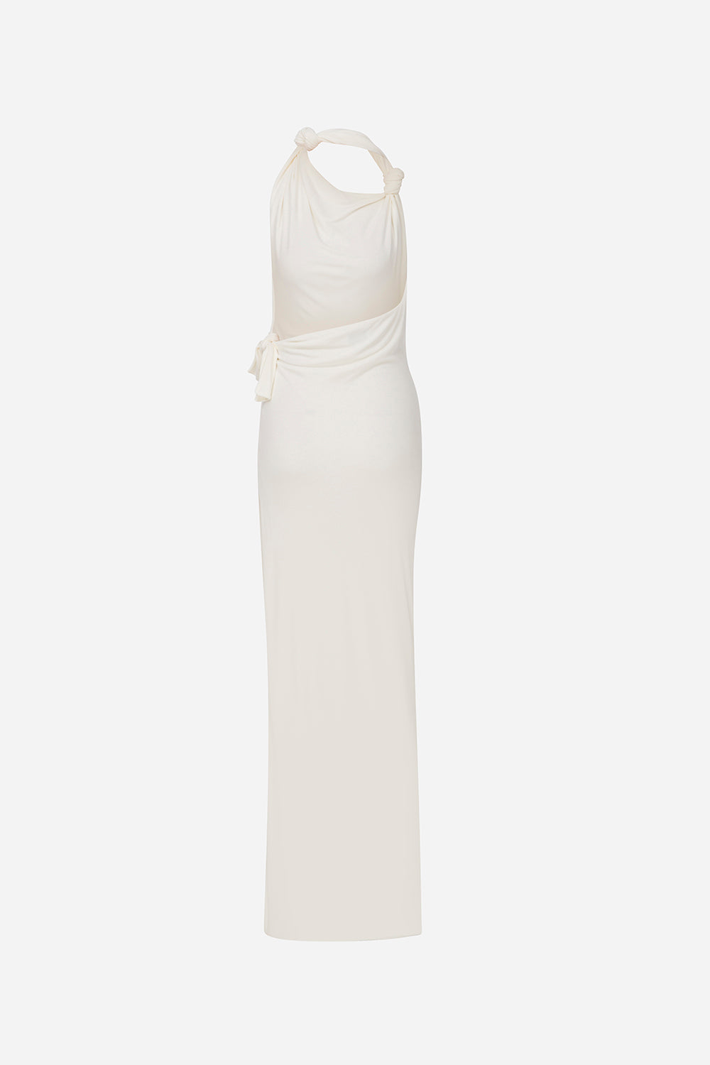 Harper-Asymmetric Cowl Neck Open-Back Jersey Maxi Dress in White ILA Official Harper-Asymmetric Cowl Neck Open-Back Jersey Maxi Dress in White ILA Official