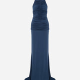Rami - Open-Back Jersey Maxi Dress With Train in Navy Blue