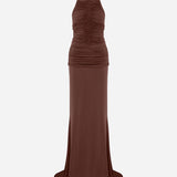 Rami - Open-Back Jersey Maxi Dress With Train in Brown