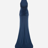 Rami - Open-Back Jersey Maxi Dress With Train in Navy Blue