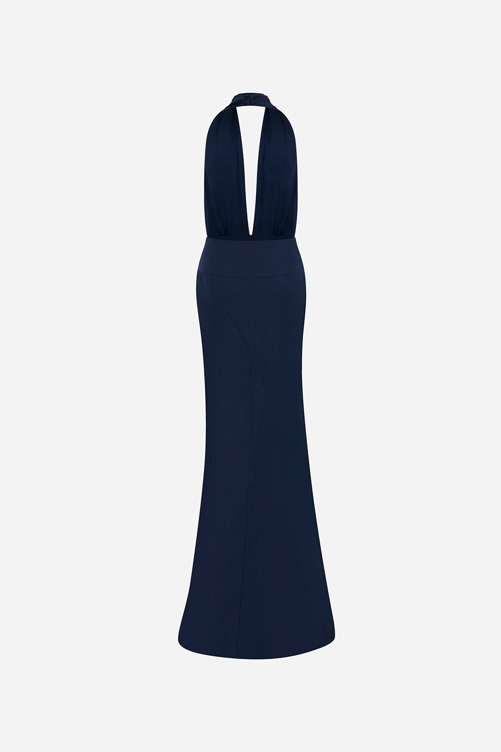 Phoebe-V-Neck Linen Maxi Dress With Double Side Slits in Navy Blue – ILA Official