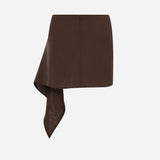 Gaby-Asymmetrical Linen Mini Skirt With Accessory Detail