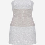 Lisa - Strapless Mini Sequin Dress in White