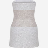 Lisa - Strapless Mini Sequin Dress in White
