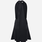 Monica - Draped High Neck Bias Cut Satin Mini Dress in Black