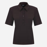 Ciara-Polo Neck T-Shirt in Brown
