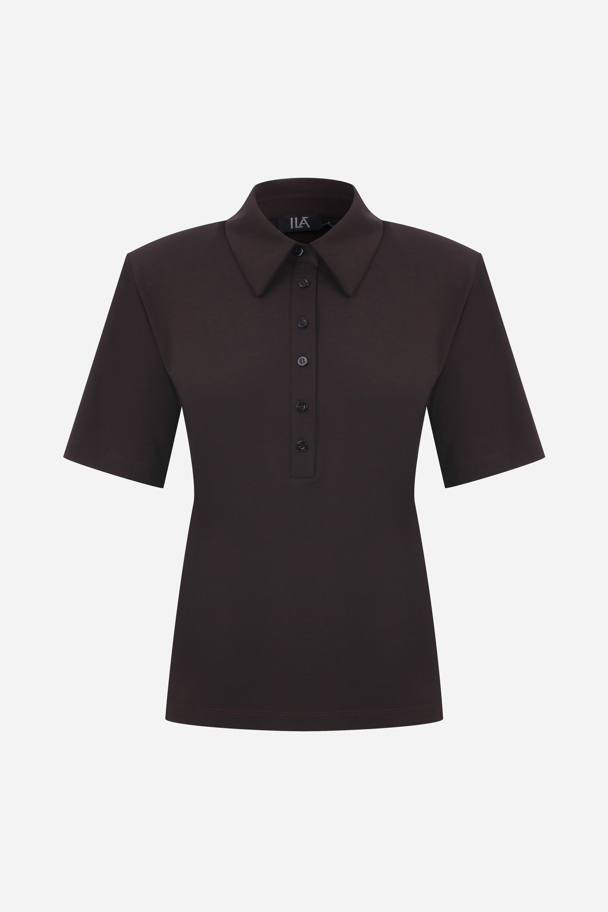 Ciara-Polo Neck T-Shirt in Brown