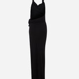 Harper - Asymmetric Cowl Neck Open-Back Jersey Maxi Dress in Black