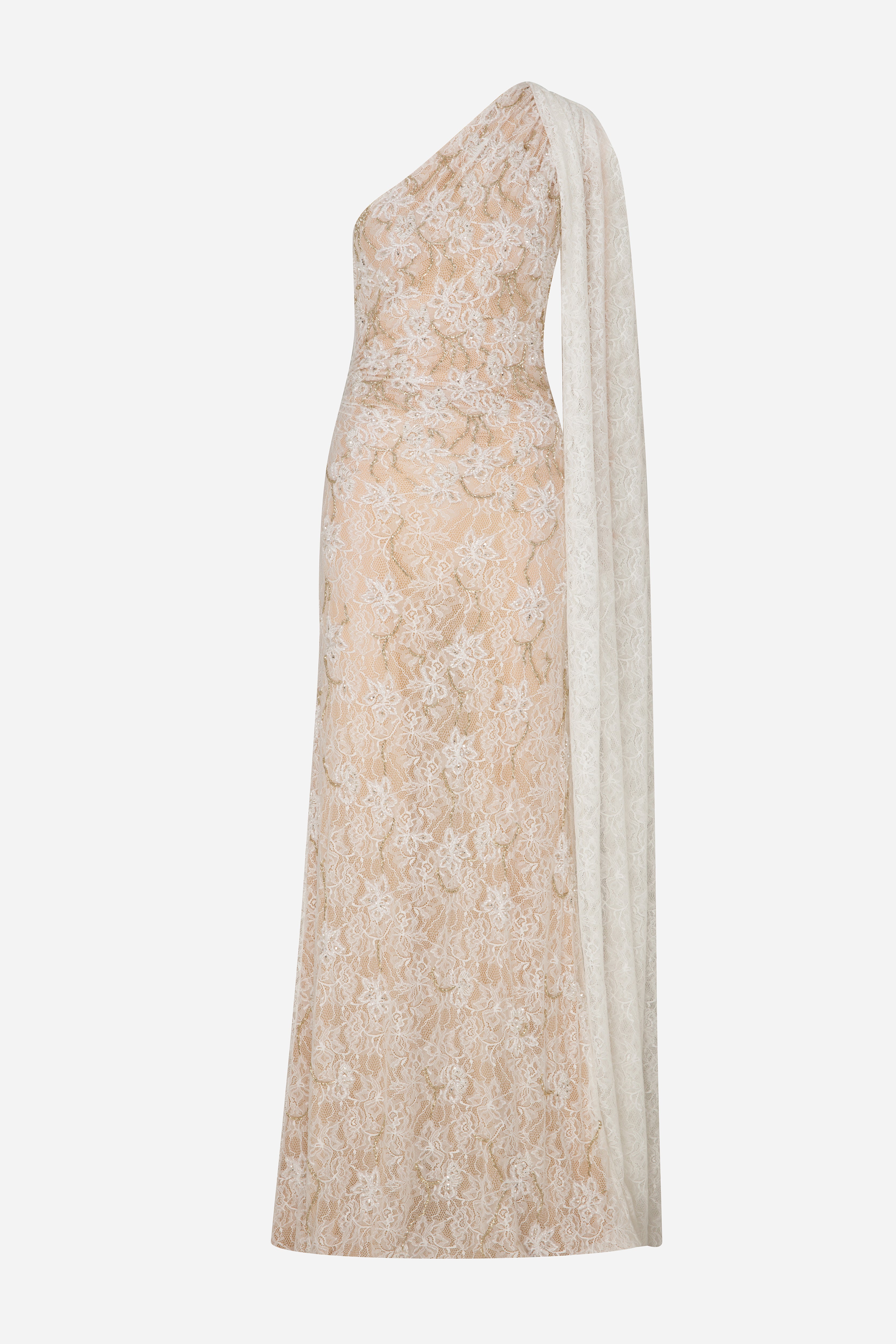 Maria-Hand-Embroidered One Shoulder Lace Gown ILA Official Maria-Hand-Embroidered One Shoulder Lace Gown ILA Official