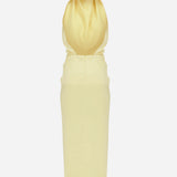 Aries - Satin Midi Dress With Open Back in Yellow