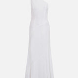 Keller-One-Shoulder Draped Linen Midi Dress With Back Detail