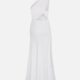 Keller-One-Shoulder Draped Linen Midi Dress With Back Detail