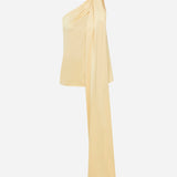 Lily - One Shoulder Satin Top With Scarf in Yellow