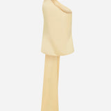 Lily - One Shoulder Satin Top With Scarf in Yellow