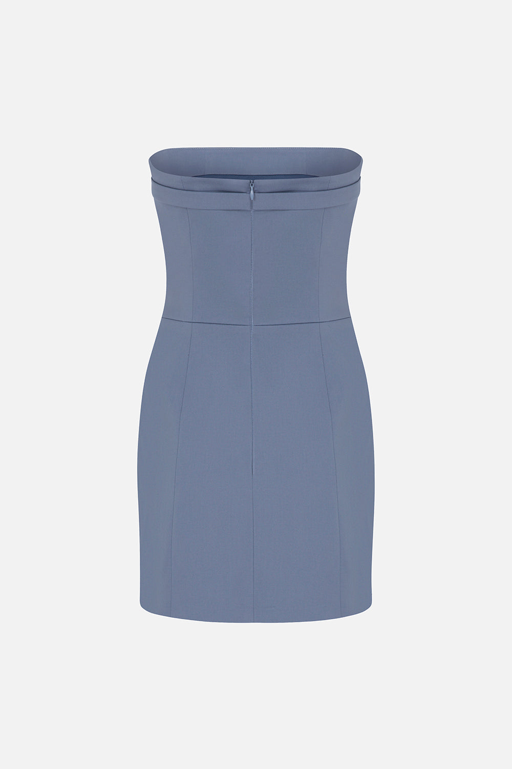 Samantha-Strapless Dress With Metal Front Detail in Blue
