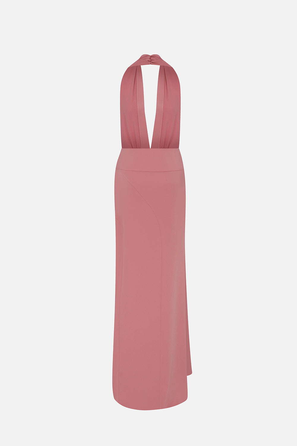 dusty rose maxi dress Tyra-V-Neck Satin Maxi Dress With Double Side Slits in Dusty Rose – ILA Official