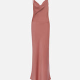 Noemie-Cowl-Neck Open-Back Satin Maxi Dress in Blush Pink