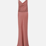 Noemie-Cowl-Neck Open-Back Satin Maxi Dress in Blush Pink