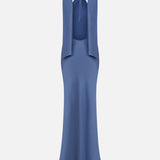 Bianca-Open-Back Satin Dress With Accessory Detail
