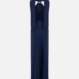 Lena-Open-Back Linen Maxi Dress With Accessory Detail