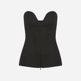Lina-Linen Zipper Detailed Corset Top in Black