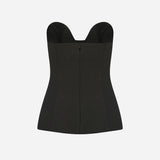 Lina-Linen Zipper Detailed Corset Top in Black