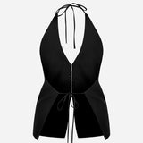 Gilly-Linen Backless Vest in Black