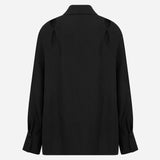Alda - Linen Shirt With Cut Out Details in Black