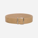 Mel - Wide Leather Belt With Silver Buckle