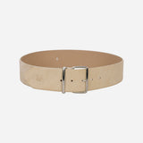 Gina - Nubuck Wide Leather Belt With Silver Buckle