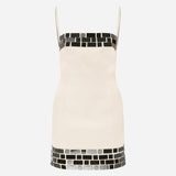 Carole - Backless Mini Dress With Hand Stitched Mirrors