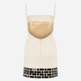 Carole - Backless Mini Dress With Hand Stitched Mirrors