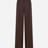 Lucia-Tailored Double Pleated Linen Trousers in Brown