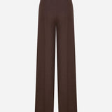 Lucia-Tailored Double Pleated Linen Trousers in Brown