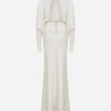 Brooklyn - Satin Maxi Dress With Open Back With Tuxedo Belt