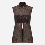 Noelle - Sequin Blouse in Brown