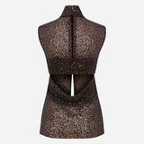 Noelle - Sequin Blouse in Brown