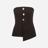 Sue - Strapless Top With Button Detail