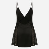 Rita-Satin V-Neck Dress With Sequin Neckline And Side Details