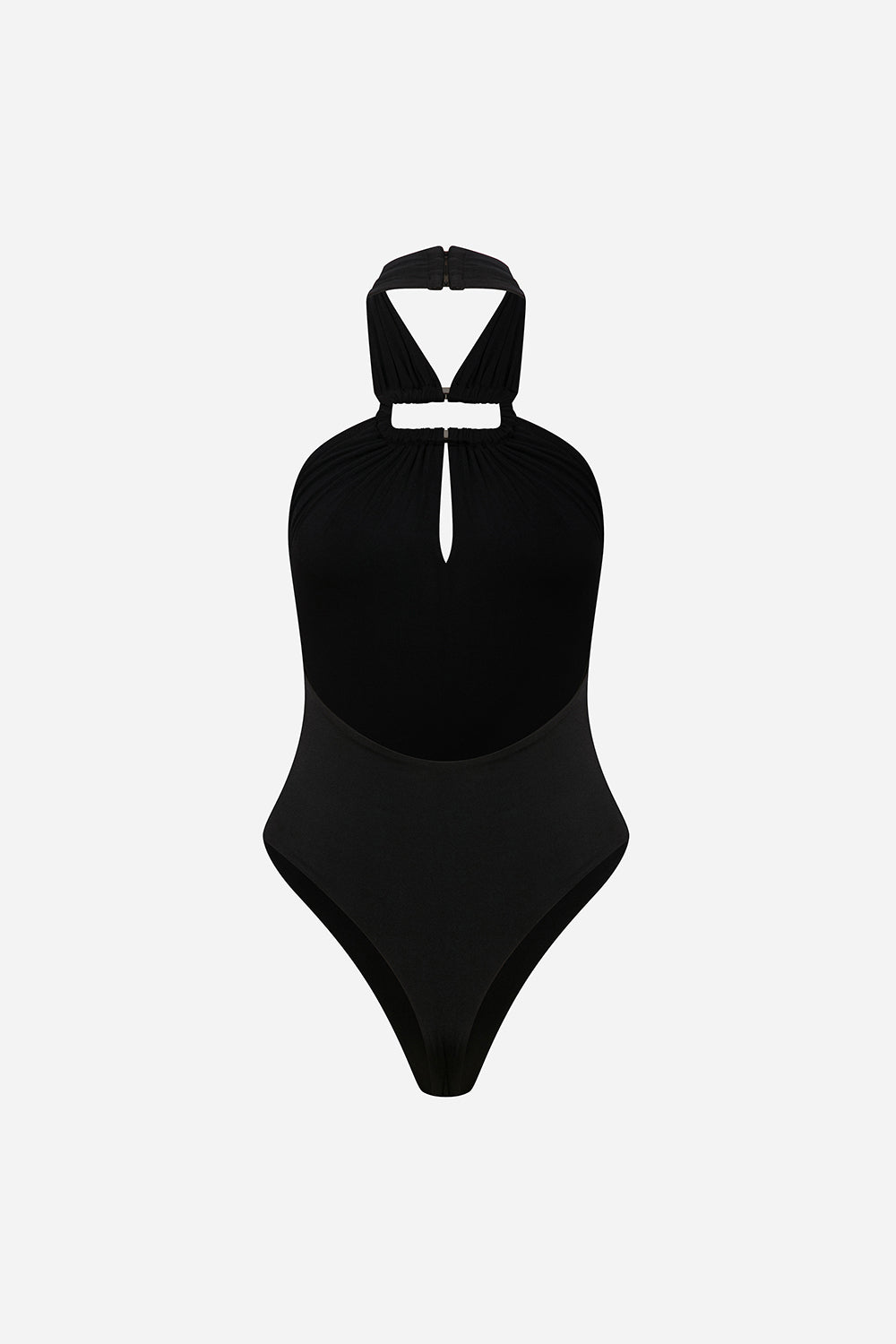 Leya - Siyah Aksesuar Detaylı Sırt Dekolteli Jarse Bodysuit