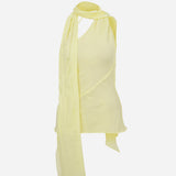 Elise-One-Shoulder Crushed Chiffon Scarf-Detail Blouse