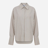 Nina-Striped Poplin Shirt in Brown