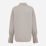 Nina-Striped Poplin Shirt in Brown